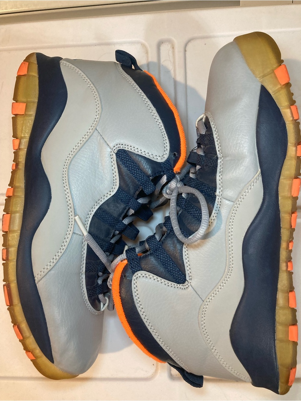 Men's Gray and Navy Nike Bobcats Sneakers with Orange Accents